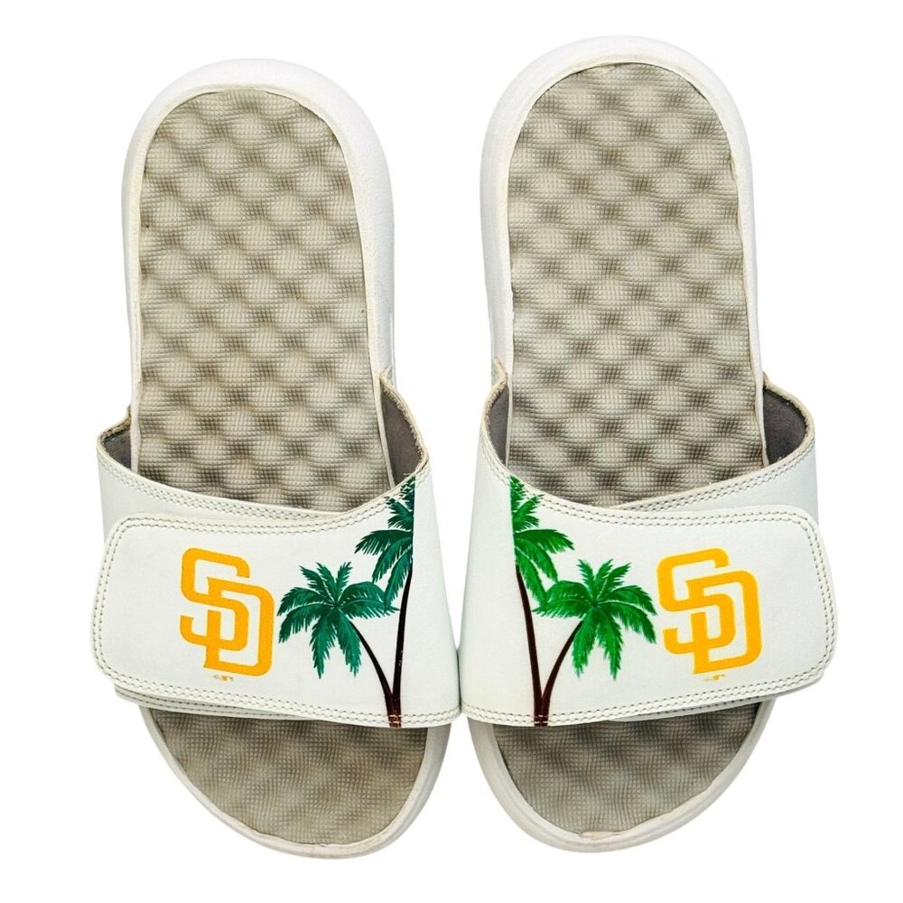 ISlide San Diego Padres Unisex Slides US 7 Palm Design Synthetic Upper White